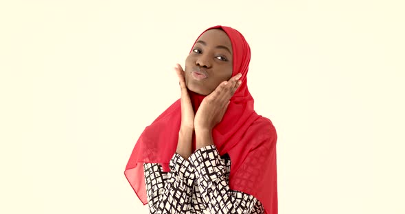 Nigerian Woman in Traditional Clothes Posing in Studio
