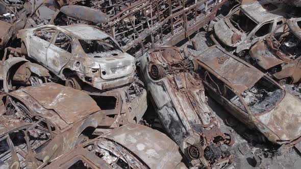 Wardestroyed Cars in Irpin Bucha District Ukraine