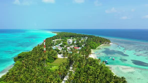 Aerial view texture of marine bay beach journey by turquoise water and white sandy background of a d