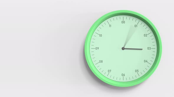 Green Clock on the White Wall