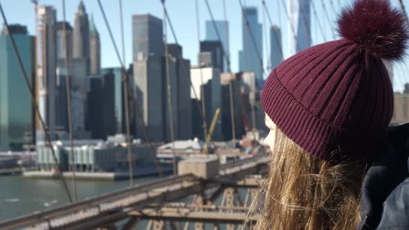 Amazing View Over the Skyline From Brooklyn Bridge New York