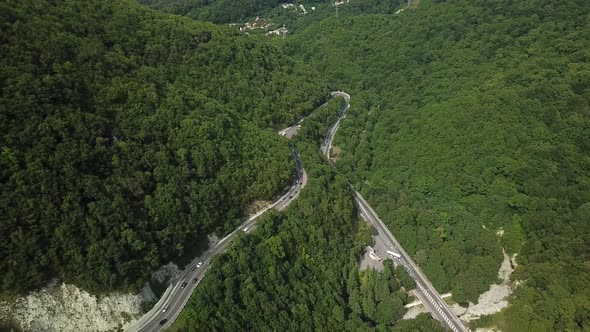 Countryside Winding Mountain Road To Sochi, Russia