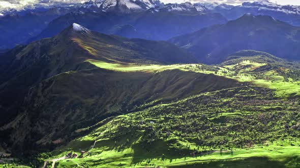 Aerial view of Monte Pore at Passo Giau, Dolomites, Italy