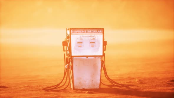 A Vintage Rusted Gas Pump Abandoned in the Desert