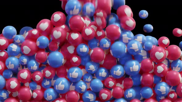 4K 3D Like + Heart Social Media Reactions