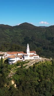 The Monserrat Mountain with Church in Bogota Colombia Vertical Footage