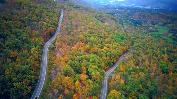 Mohawk Trail Hairpin Turn in Autumn