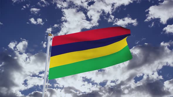 Mauritius Flag With Sky