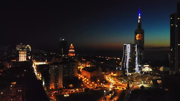 Aerial Rising View Over Nigh Batumi, Georgia