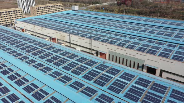 Solar power station on factory rooftop