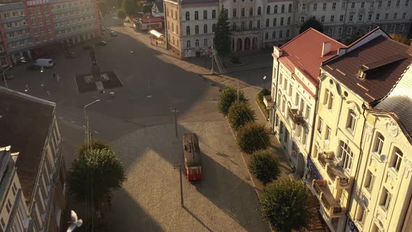 The Tram exhibit on the square of Sovetsk