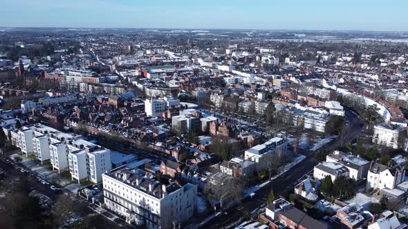 Aerial Leamington Spa Town Centre In Snow