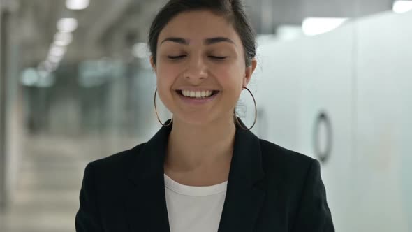 Portrait of Beautiful Young Indian Businesswoman Doing Video Chat