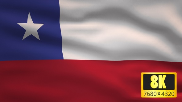 8K Chile Windy Flag Background