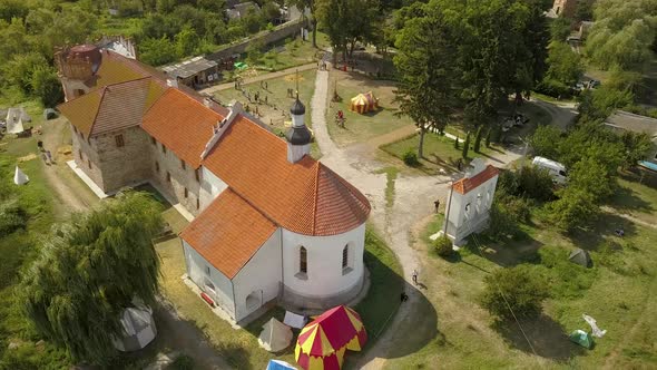 Aerial to Starokostiantyniv Castle Built at the Confluence of the Sluch and Ikopot Rivers Ukraine