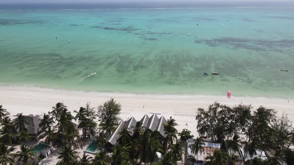 Boats in the Ocean Near the Coast of Zanzibar Tanzania