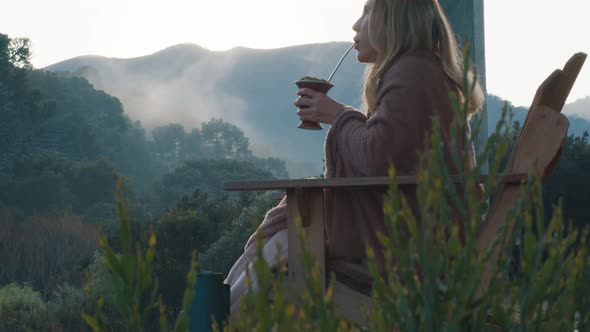 Woman Drinks Mate