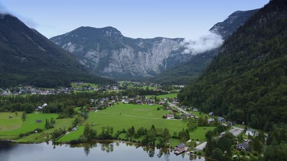 Wonderful Aerial View of the Village Surrounded By Mountains