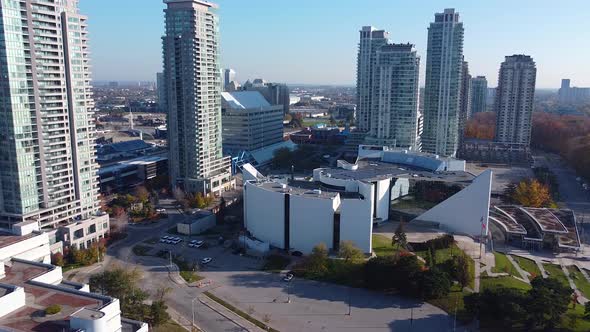 Scarborough Civic Centre and Scarborough Town Centre residential condo building developments; aerial