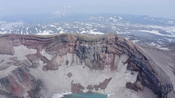 The Blue Lake in the Crater of Gorely Volcano