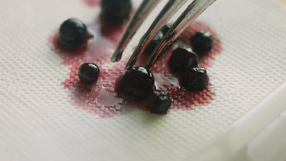 Drain the Moisture From the Blueberries on the Napkins