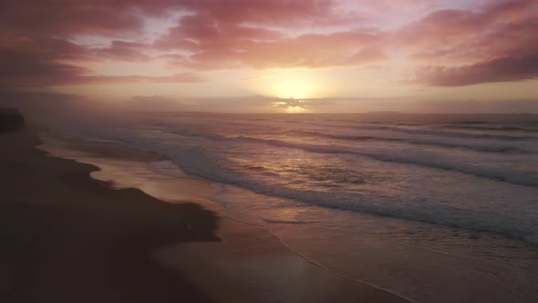 Aerial Footage of the Magnificent Beach Washed with Powerful Atlantic Ocean