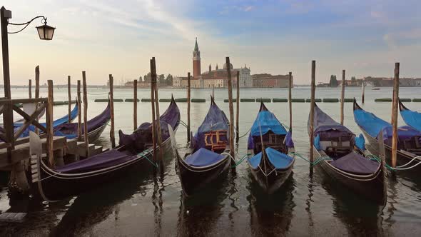 Gondolas on Canal Grande in Venice Italy