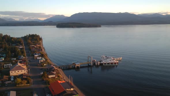 Ferry docking at small town