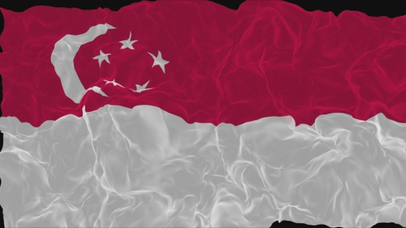 flag Singapore turns into smoke. State weakening concept a crisis, alpha channel