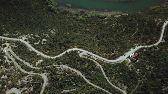 Aerial footage Beautiful Nature Montenegro.  Flying over the calm Lake Shkoder