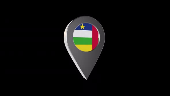 3d Animation Map Navigation Pointer With Central African Republic Flag With Alpha Channel - 2K