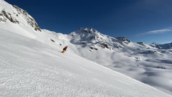 Slow Motion Video Woman Skiing on Ski Slope