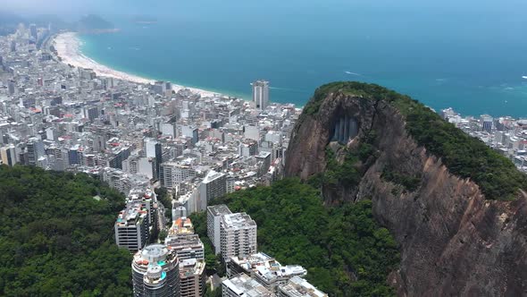 Hills, Mountains, Buildings, Skyscrapers (Rio De Janeiro, Brazil) Aerial View, Drone Footage