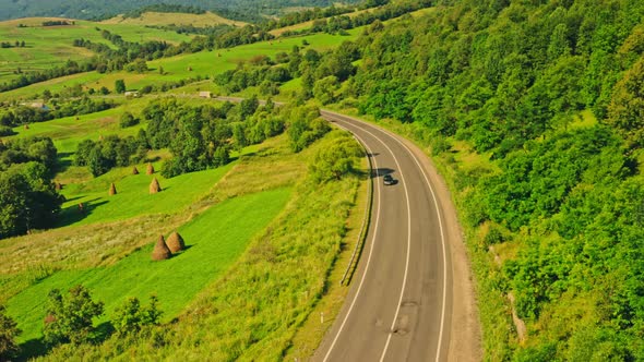 Aerial View on Highway Rural Landscape