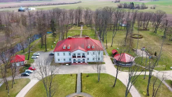 Amazing Aerial View Bistrampolis Palace and Parkin Lithuania, Panevezys District.