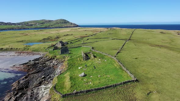 Aerial View of Inishkeel Island By Portnoo Next to the the Awarded Narin Beach in County Donegal