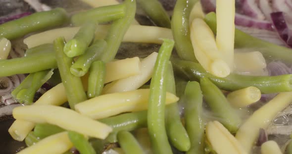 Cooking Asparagus In A Pan. Hot Dish