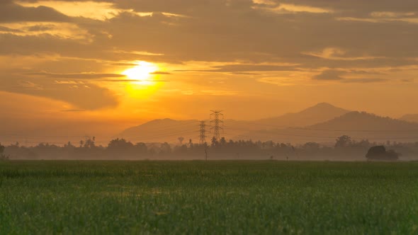 Timelapse dramatic orange sunrise