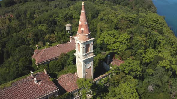 Aerial View of the Plagued Ghost Island Near Venice Italy