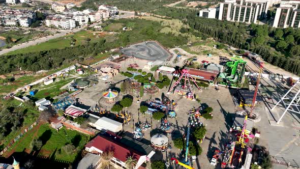 Ferris Wheel in Antalya Turkey Aerial View 4 K