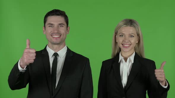 Young Business People Showing Thumbs Up Chroma Key