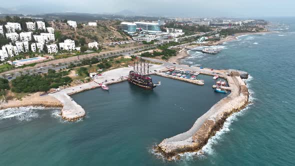 Pirate Harbor aerial view Turkey Alanya 4 K