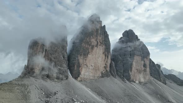 Beautiful cloudy day in Dolomites mountains