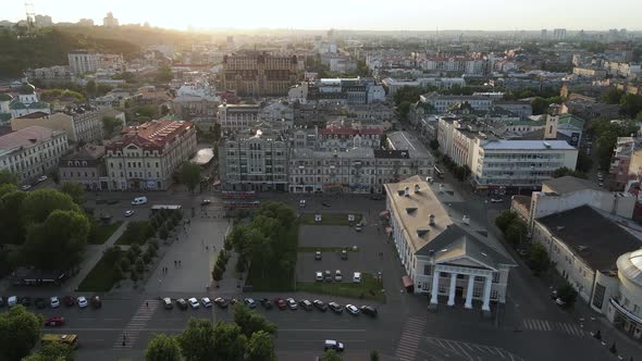 Aerial View of Kyiv, Ukraine. Slow Motion