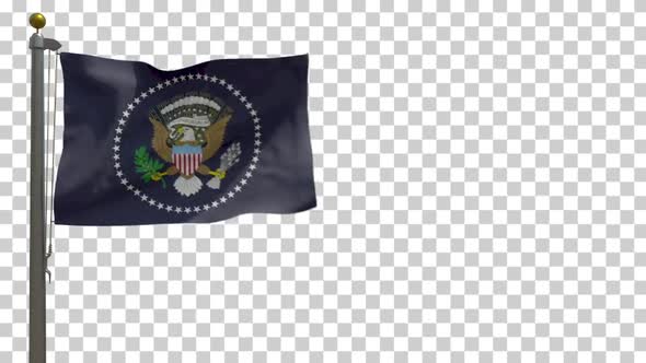 President of the United States of America Flag on Flagpole with Alpha Channel - 4K