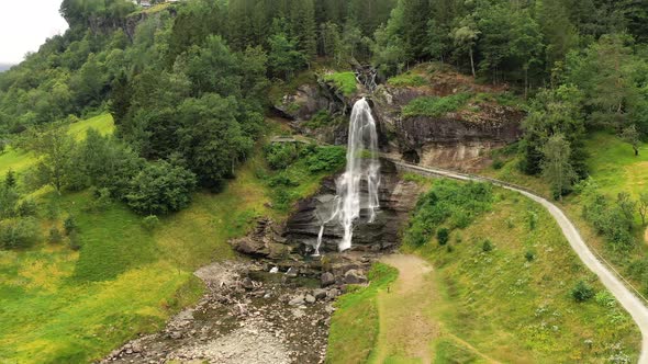 Steinsdalsfossen Is a Waterfall in the Village of Steine in the Municipality of Kvam