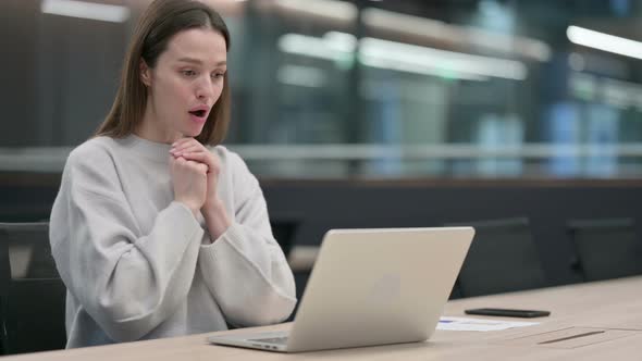 Woman Talking on Video Chat on Laptop