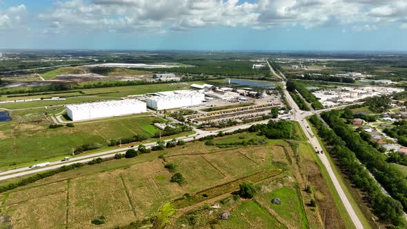 Aerial Video Tropicana Orange Juice And Products Factory Fort Pierce Florida Usa 4k