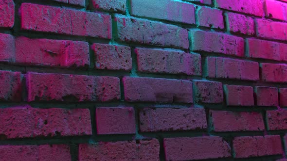 Empty Brick Wall with Neon Light Copy Space