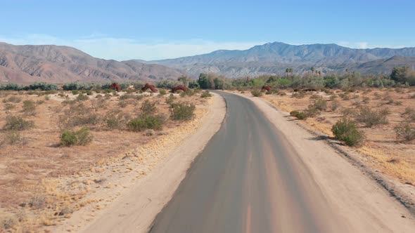 Empty Asphalt Road in Anza Borrego Desert, California, USA